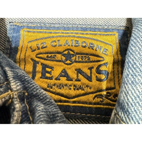 VTG BIKER DENIM TRUCKER JACKET SZ 4 BLUE CROPPED ASYMETRICAL ZIPPER WOMENS - Picture 3 of 5